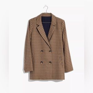 Madewell Caldwell Double-Breasted Blazer in Desert Check (XXS)